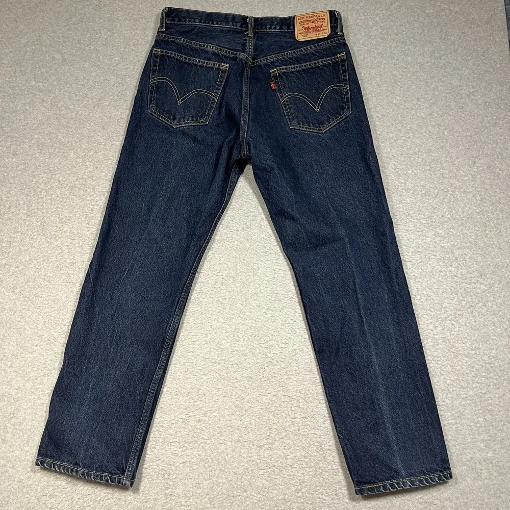 Vintage Levis Jeans Mens 34x30 (Fit 32x30) Blue 505 Straight Denim Dark 2004 Zip